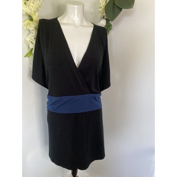 Mossimo Size 28W/30W Polyester Pullover Tunic Short Sleeve Black Blue Sash NWT - Picture 13 of 16